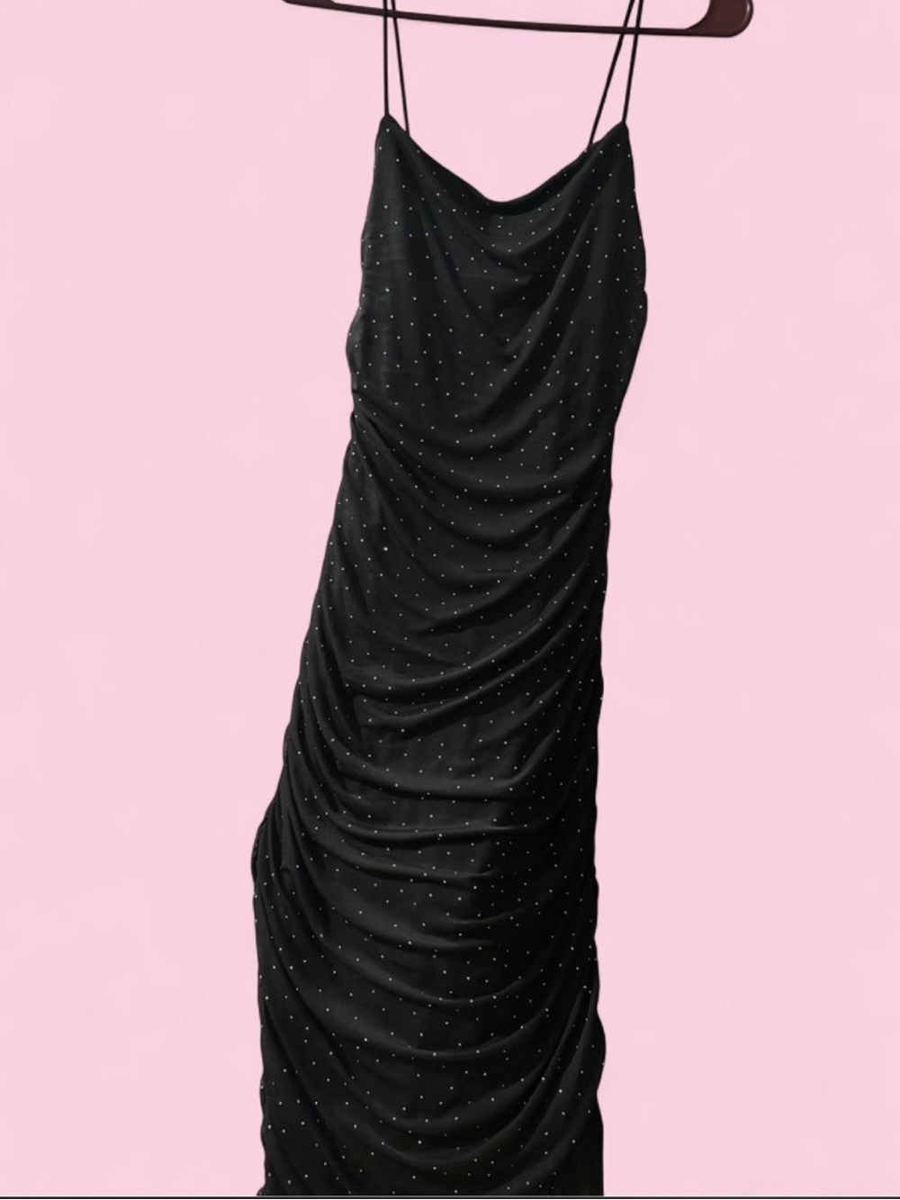 Black Draped Slip Dress with Subtle Sparkle
